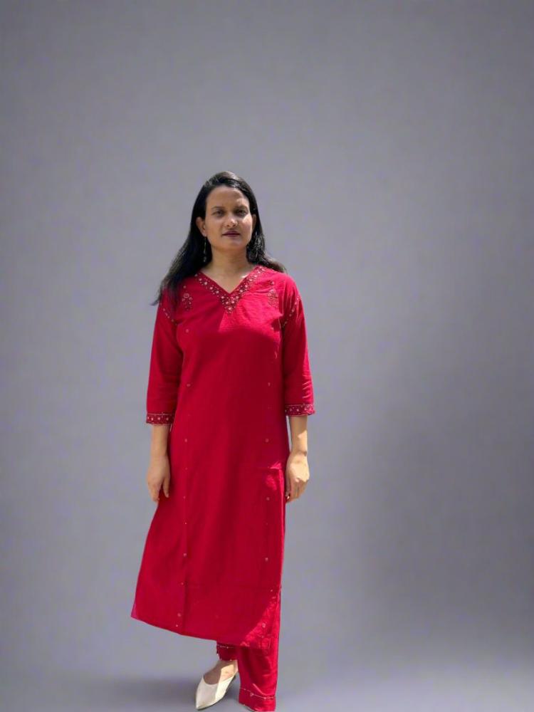 Embroidered Pink Kurta & Pant with Dupatta