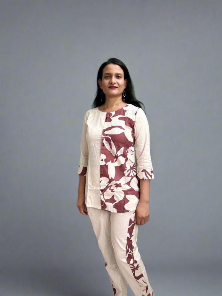 Cream Printed Cord set