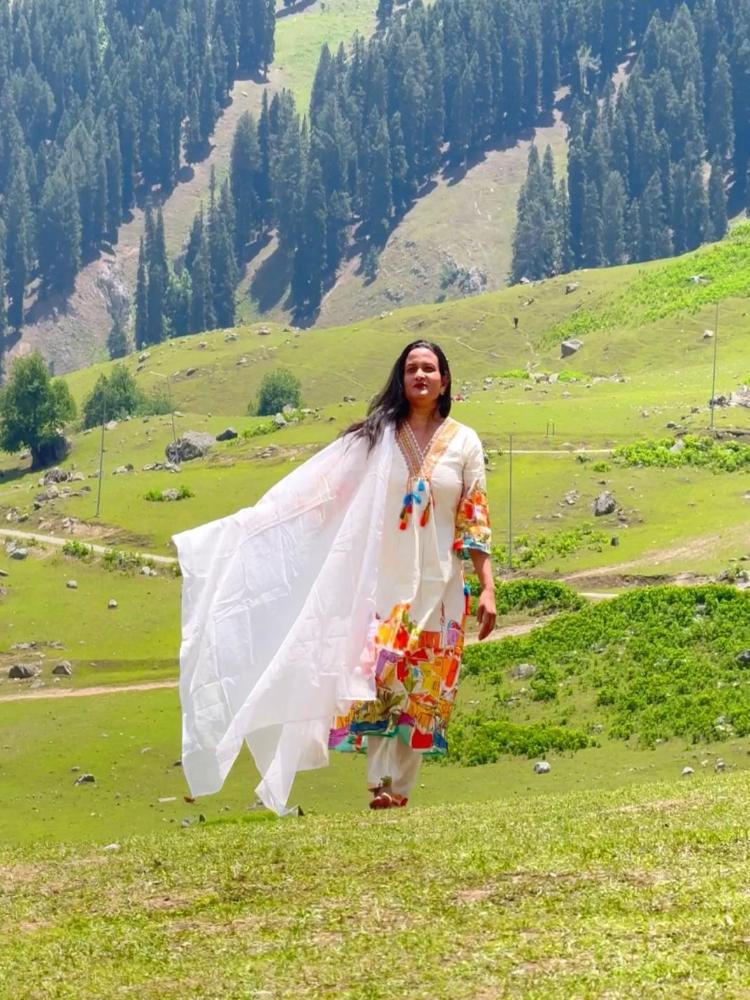 Digital Printed white Kurta with Pant & Dupatta
