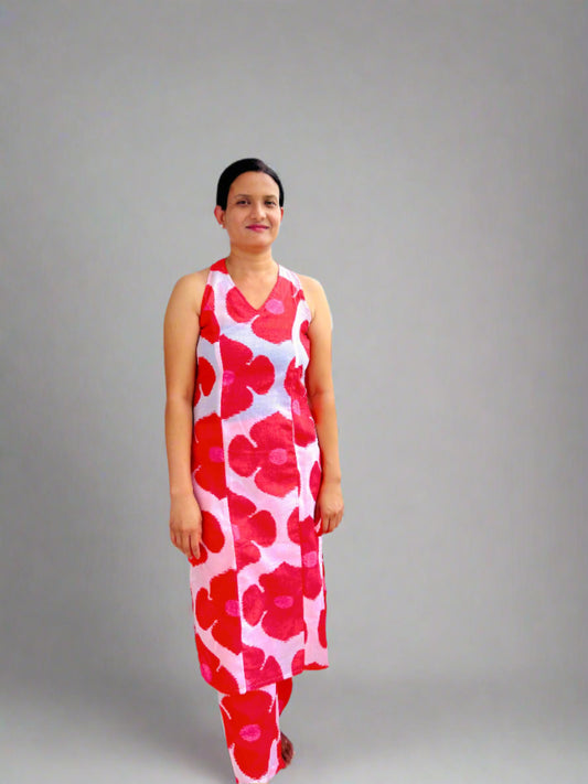 Printed Red kurta set