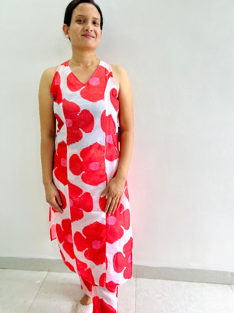 Printed Red kurta set
