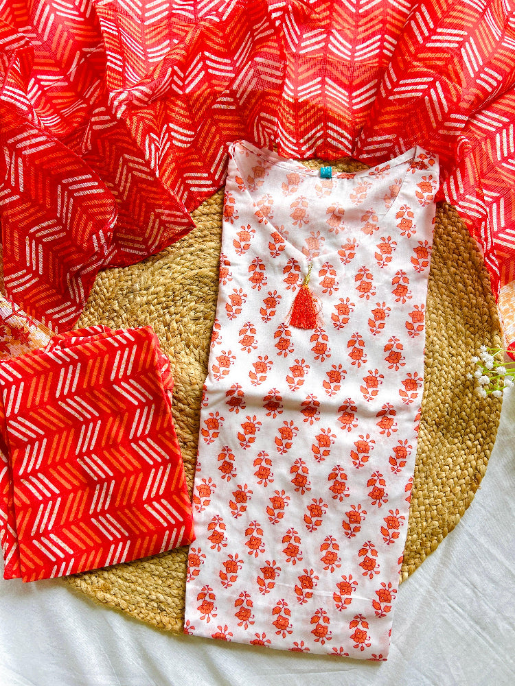 Red Floral Suit Set