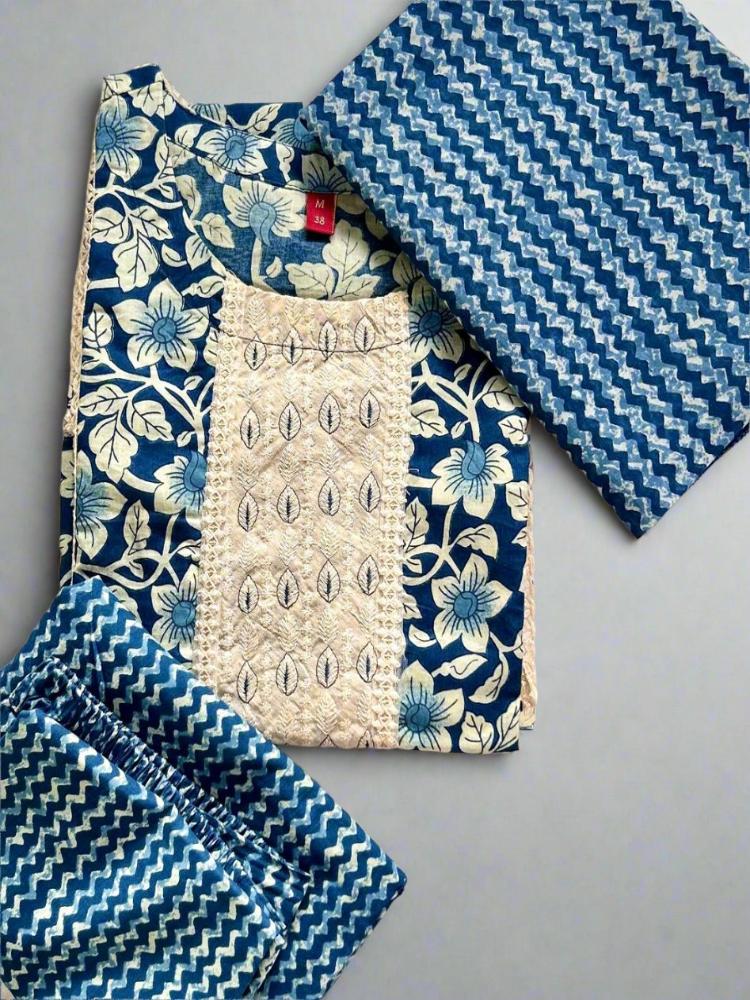 Navy Blue Thread work Kurta & Pant with Dupatta