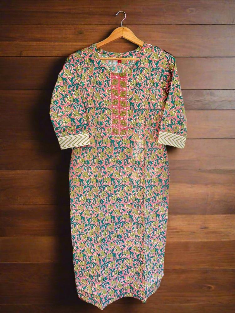 Green Floral Printed Kurta