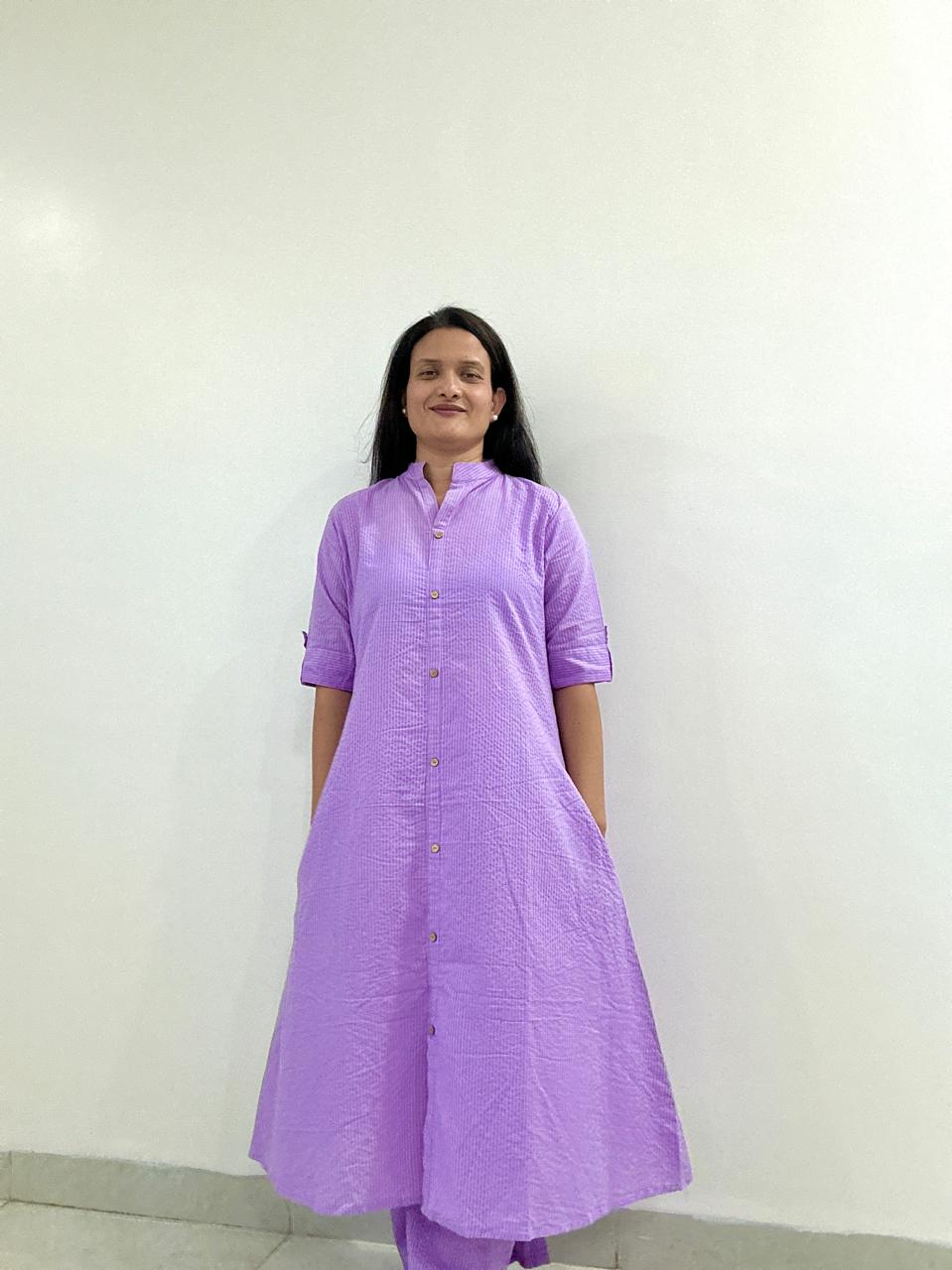 Lavender Katha Printed Cord Set