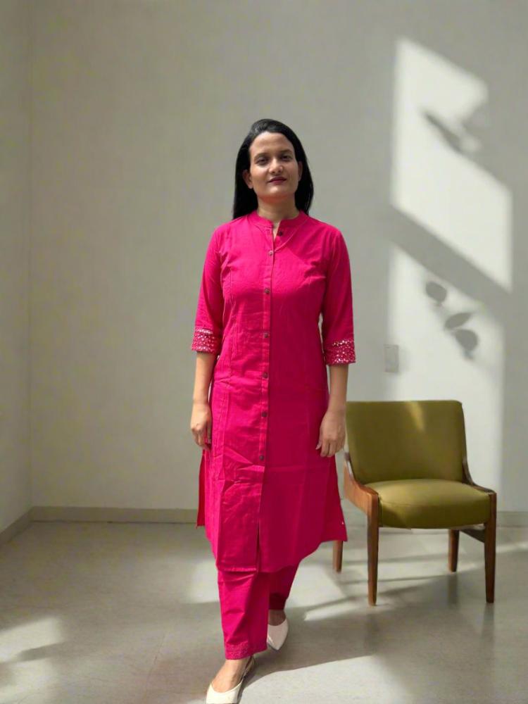 Hot Pink Straight Kurta and Pant