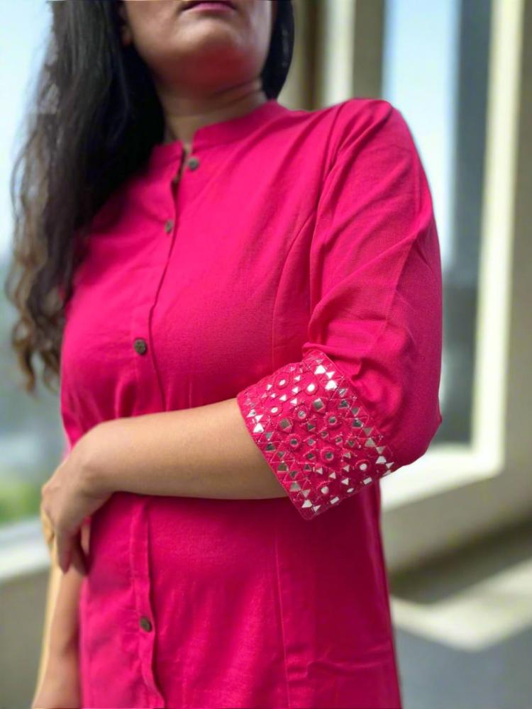 Hot Pink Straight Kurta and Pant