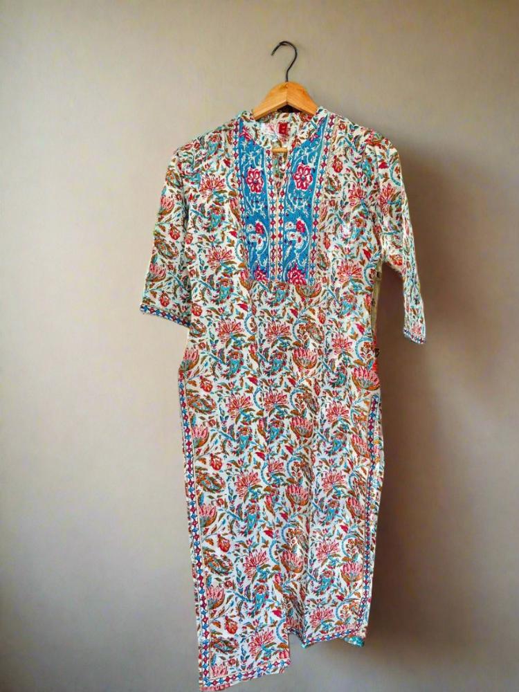 Hand block Printed Blue Kurta