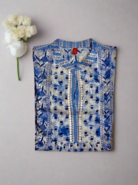 Printed Short Blue Kurti